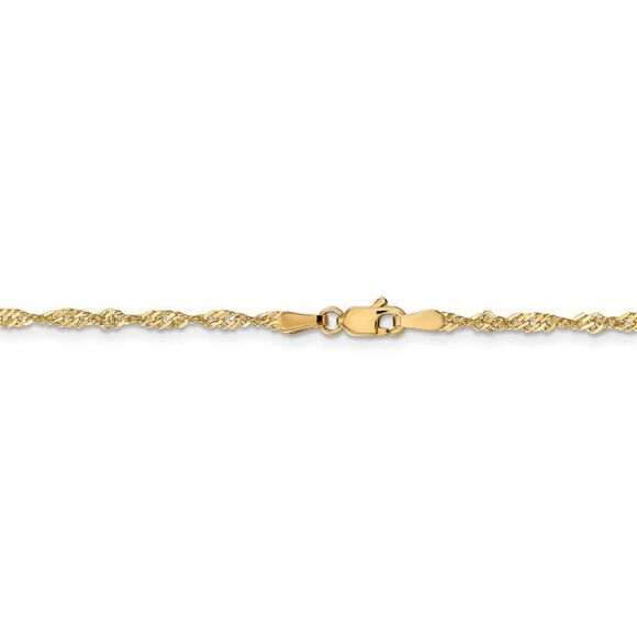 2mm, 14k Yellow Gold, Singapore Chain Necklace, 24 Inch - Picture 4 of 8